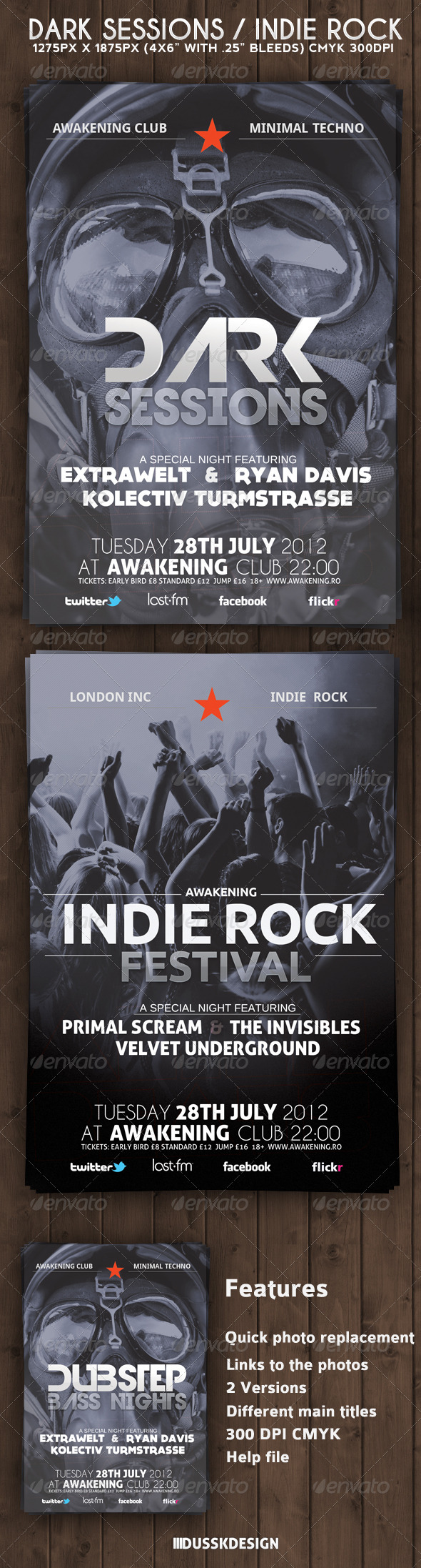 Dark Sessions Indie Rock Flyer - Clubs & Parties Events
