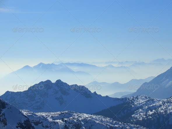 Giulian alps in the fog - Stock Photo - Images
