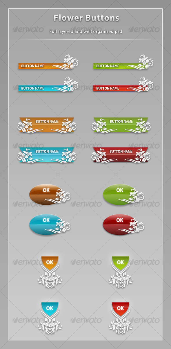 Flower Buttons - Buttons Web Elements