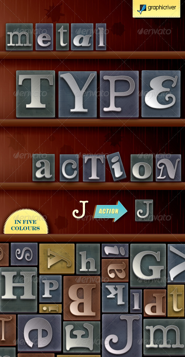 Metal Type Print Block Generator - Actions Illustrator