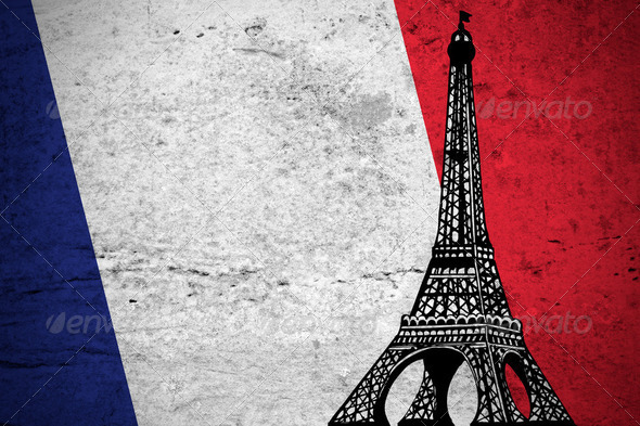 French grunge flag - Stock Photo - Images