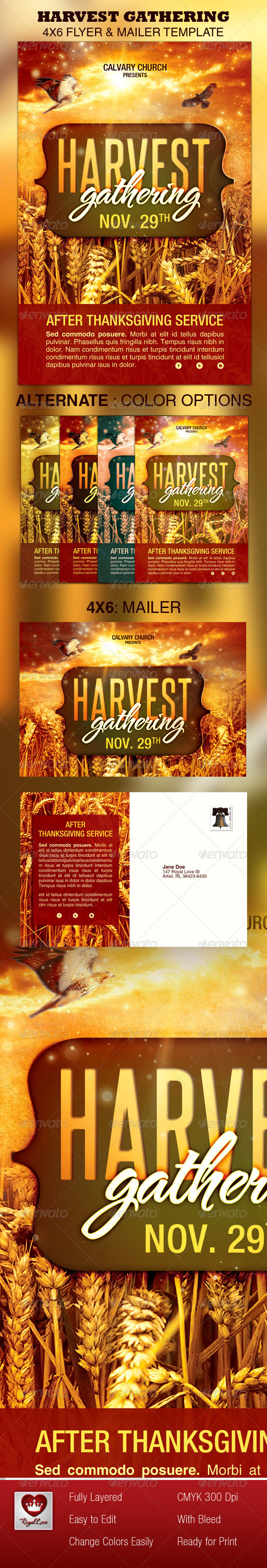 Harvest Gathering Church Flyer & Mailer Template - Church Flyers