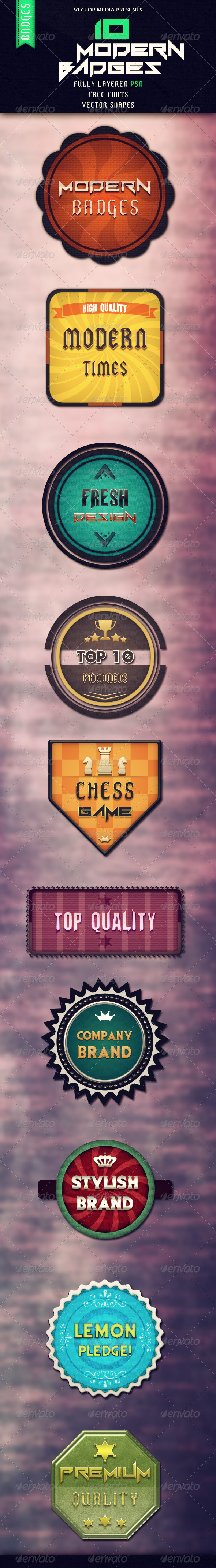 10 Modern Badges - Badges & Stickers Web Elements
