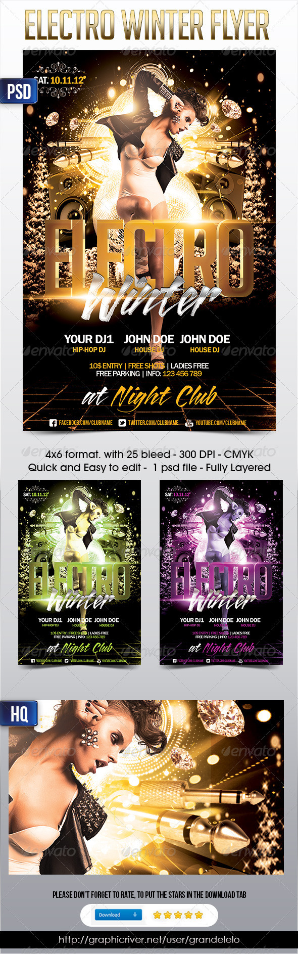 Electro Winter Flyer - Clubs & Parties Events