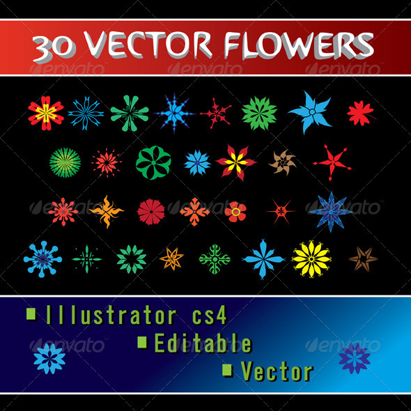 GraphicRiver 30 Vector Flowers 3278024 GraphicRiver 30 Vector Flowers 3278024