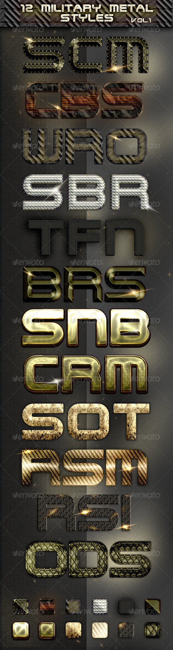 12 Military Metal Styles - Text Effects Styles