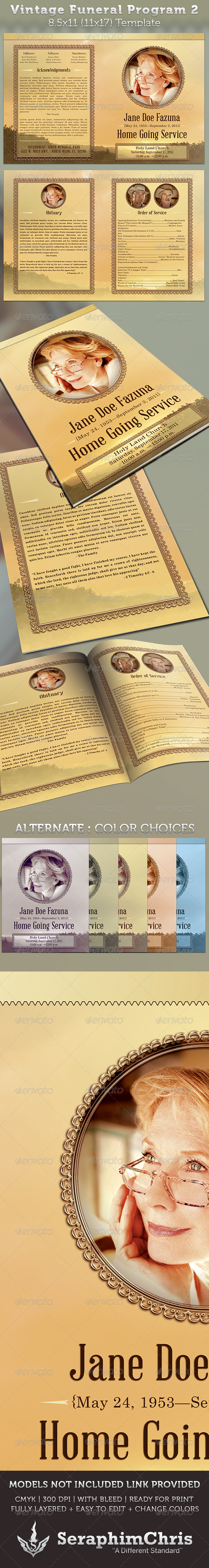 Vintage Funeral Program Template 2 - Informational Brochures
