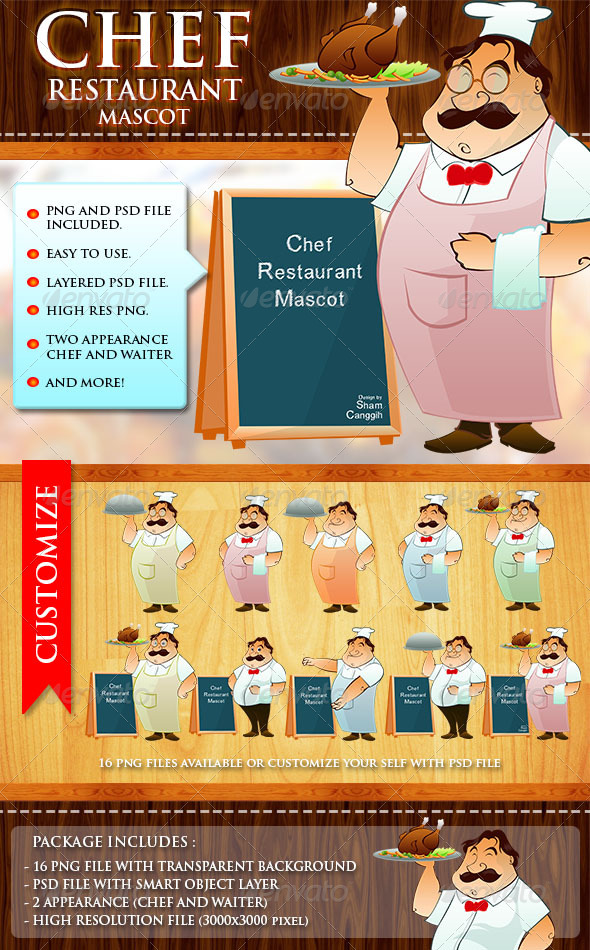 GraphicRiver Chef Restaurant Mascot 3287898 GraphicRiver Chef Restaurant Mascot 3287898