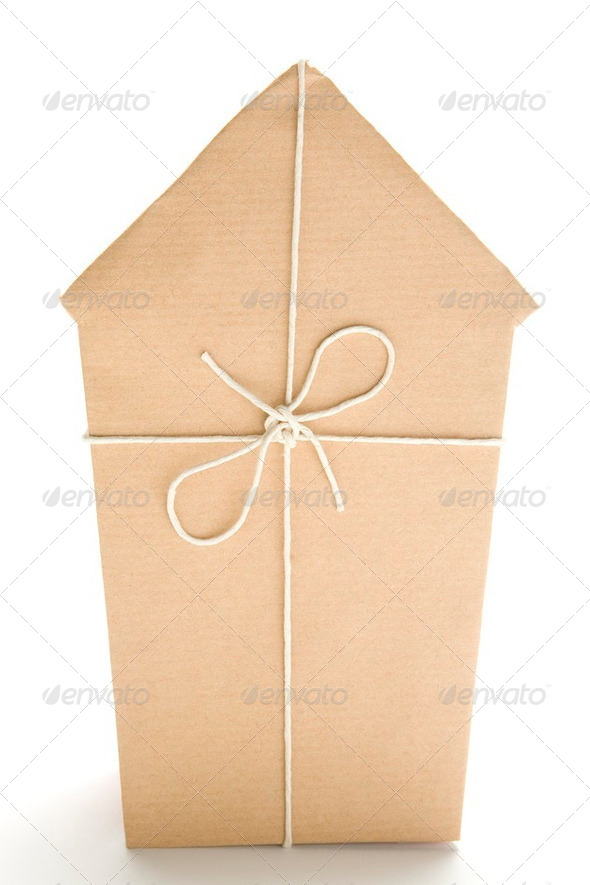 House Wrapped In Brown Paper - Stock Photo - Images