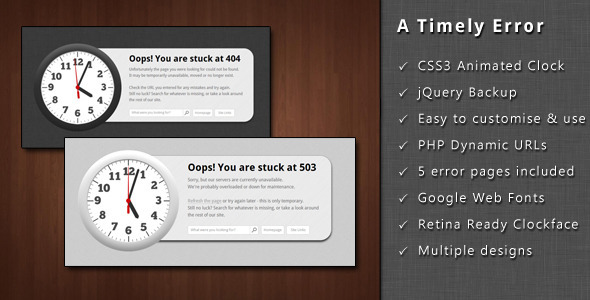 ThemeForest A Timely Error Animated Clock Error Pack 2972222 ThemeForest A Timely Error Animated Clock Error Pack 2972222