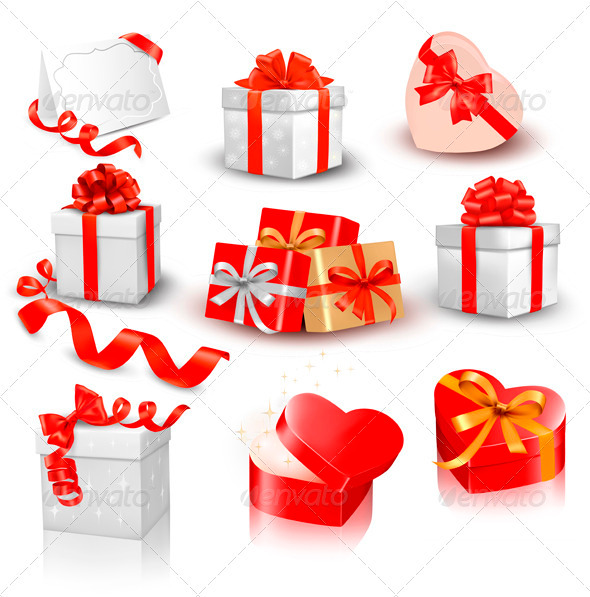GraphicRiver Set of Colorful Gift Boxes with Bows and Ribbons 3298066 GraphicRiver Set of Colorful Gift Boxes with Bows and Ribbons 3298066