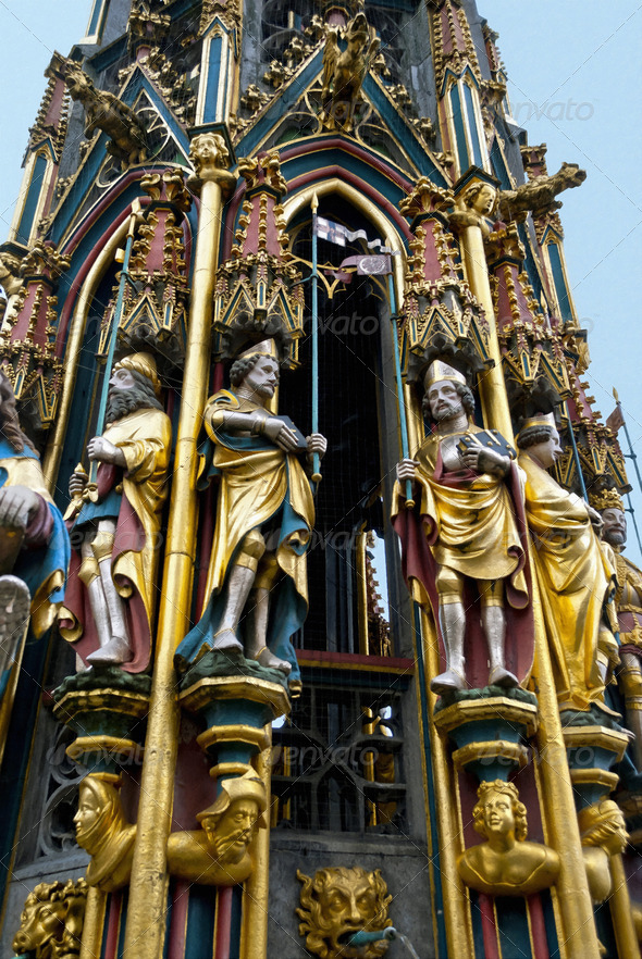 Beautiful Fountain in Nuremberg - Stock Photo - Images
