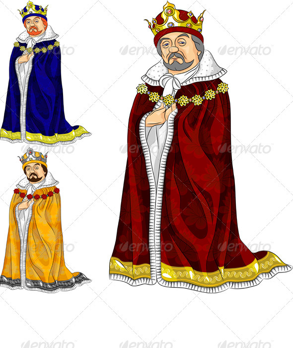 GraphicRiver Vector Cartoon King in Three Colors 3303127 GraphicRiver Vector Cartoon King in Three Colors 3303127