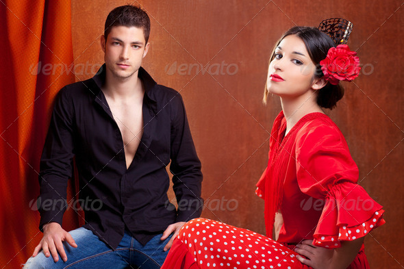 Gipsy flamenco dancer couple from Spain - Stock Photo - Images