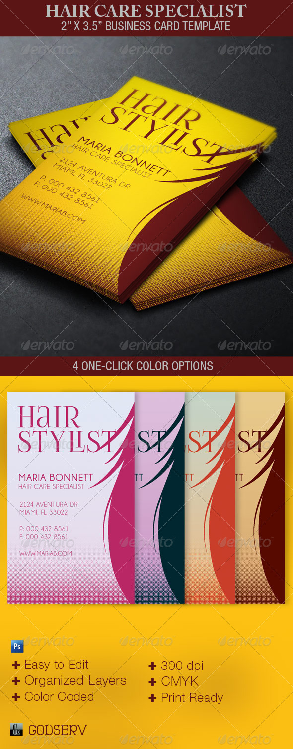 Hair Care Specialist Business Card Template - Industry Specific Business Cards