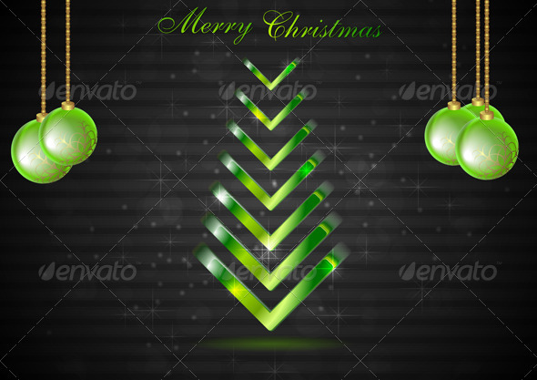 GraphicRiver Abstract Christmas fir tree with green balls Vect 3316695 GraphicRiver Abstract Christmas fir tree with green balls Vect 3316695