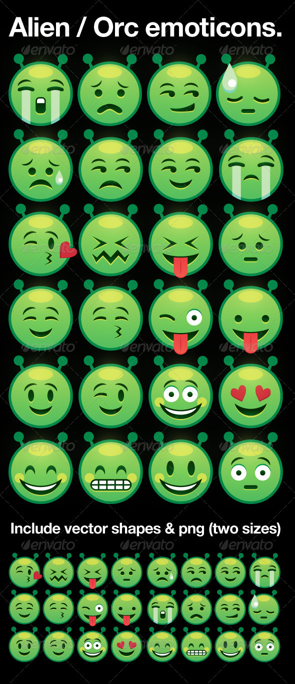 alien / orc smiley emoticons - Monsters Characters