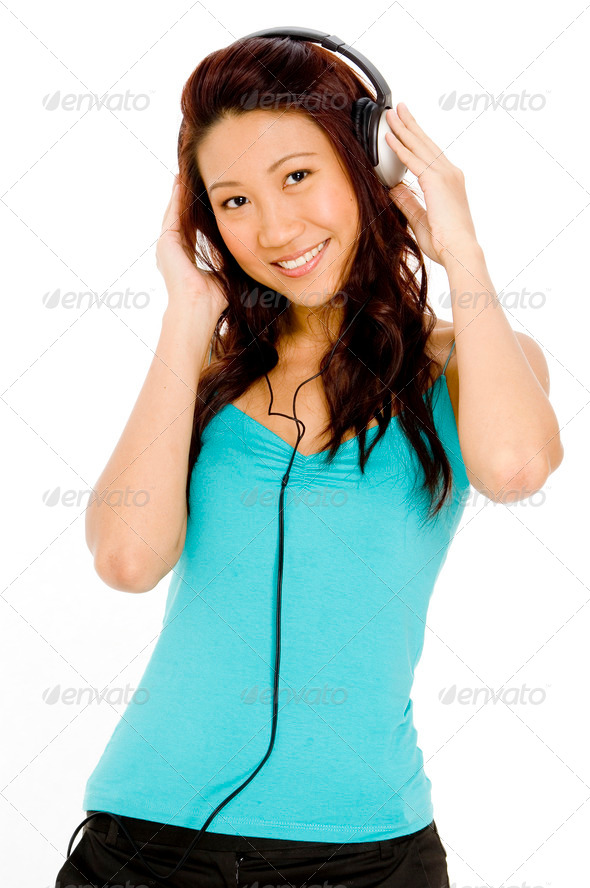 Woman In Headphones - Stock Photo - Images