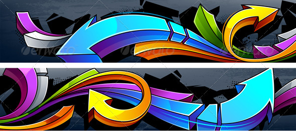 GraphicRiver Two horizontal graffiti banners 3318887 GraphicRiver Two horizontal graffiti banners 3318887