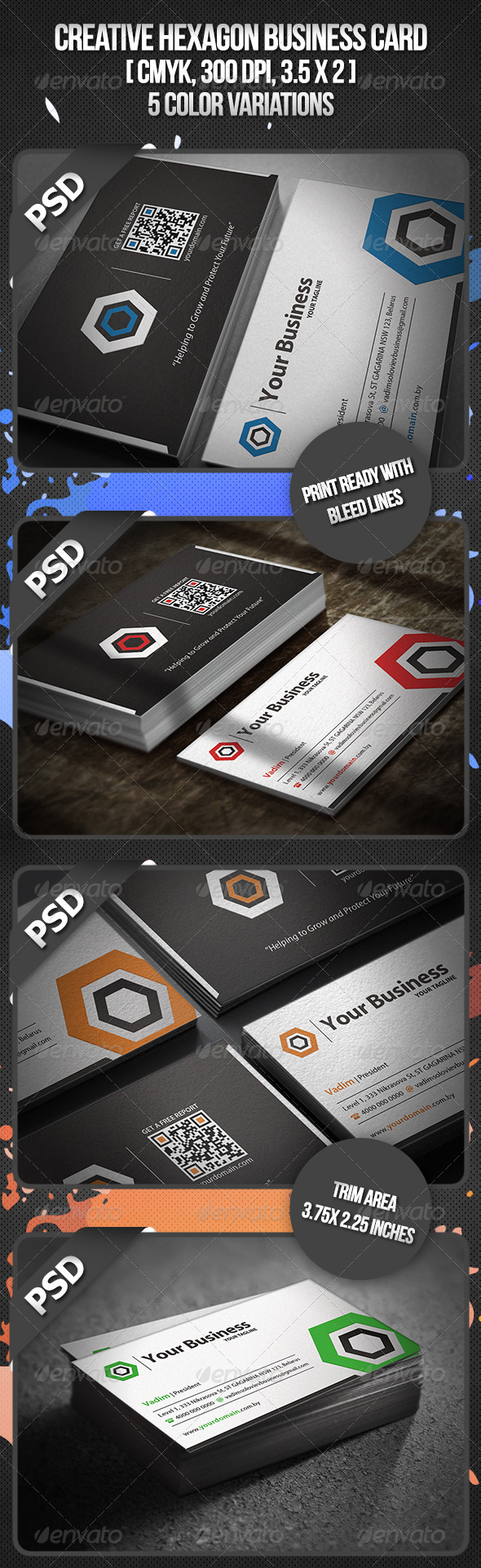 Creative Hexagon Business Card - Corporate Business Cards