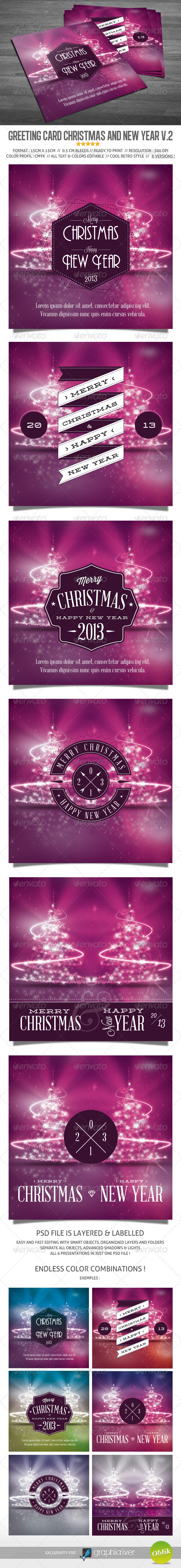 Greeting card Christmas and new year v2 - Holiday Greeting Cards