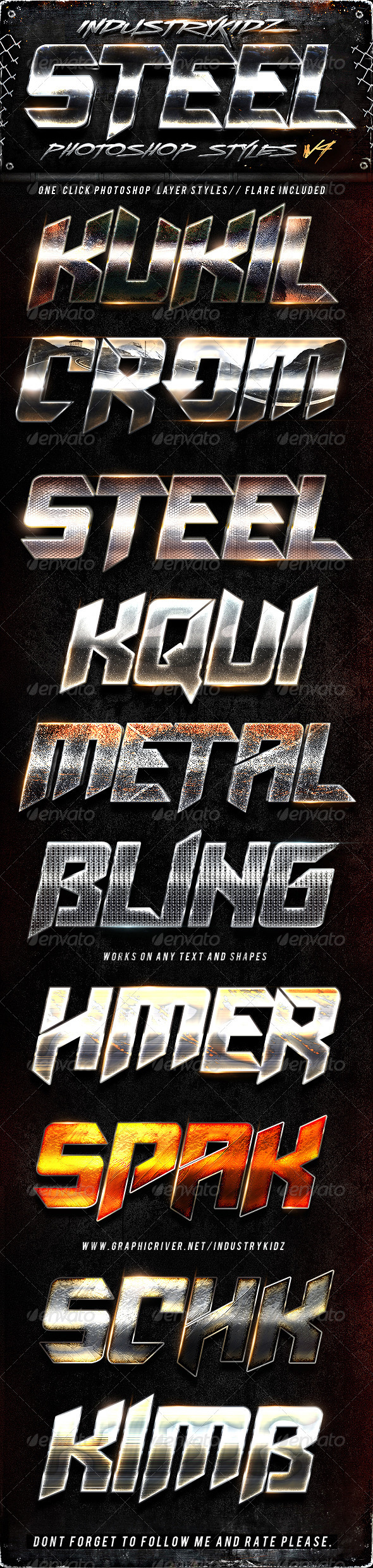 Steel Photoshop Layers Styles V4 - Text Effects Styles