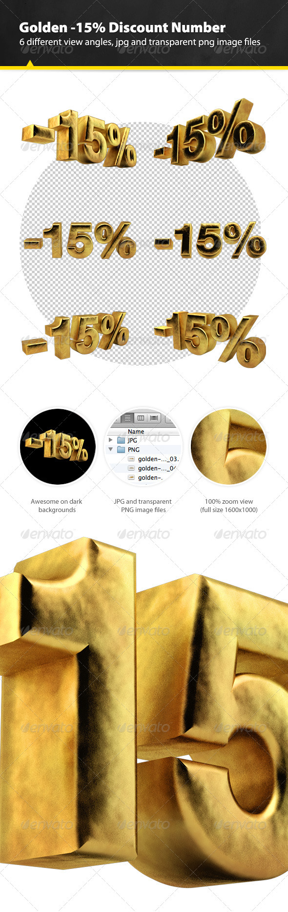 GraphicRiver Golden Fifteen Percent Discount Render 3324527 GraphicRiver Golden Fifteen Percent Discount Render 3324527