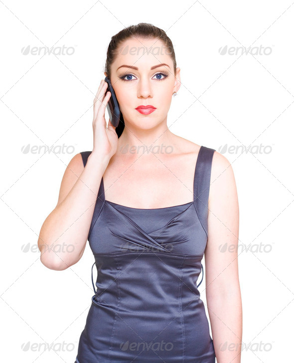 Unhappy Young Business Woman On Telephone Call - Stock Photo - Images