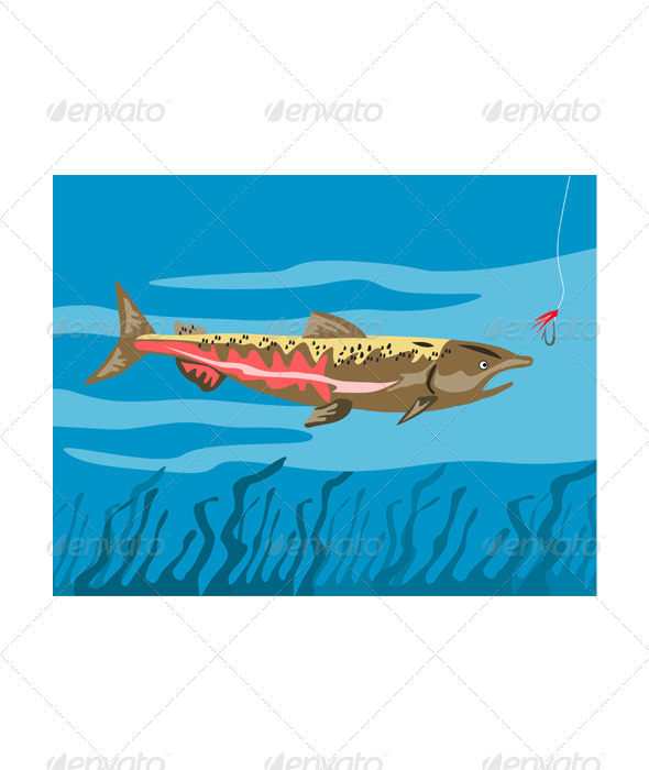 GraphicRiver Trout Fish Retro 3327126 GraphicRiver Trout Fish Retro 3327126