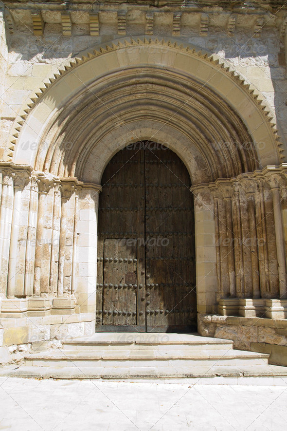 Church of San Miguel, Romanesque transition, thirteenth century. - Stock Photo - Images