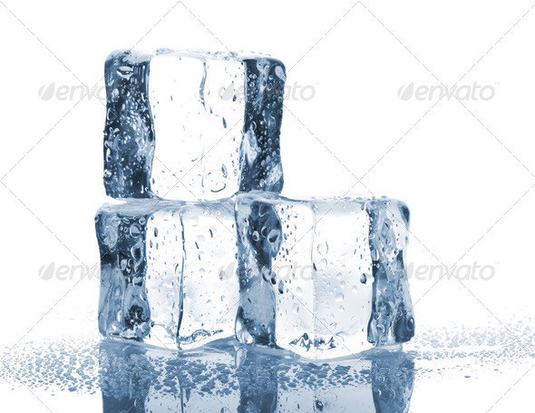 Three ice cubes with water drops - Stock Photo - Images