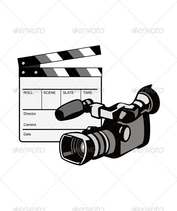 GraphicRiver Video Camera Movie Clapboard Retro 3331278 GraphicRiver Video Camera Movie Clapboard Retro 3331278
