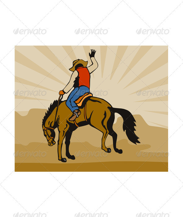 GraphicRiver Rodeo Cowboy Riding Bucking Bronco Horse 3331823 GraphicRiver Rodeo Cowboy Riding Bucking Bronco Horse 3331823