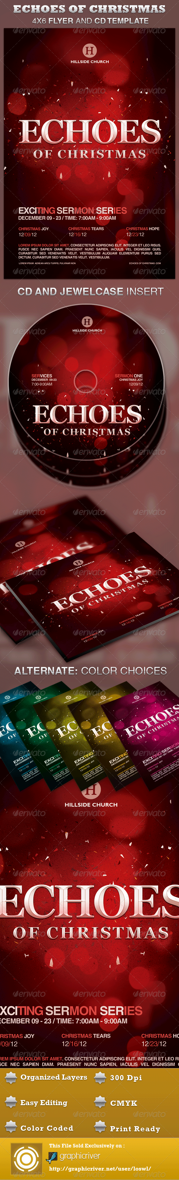 Echoes of Christmas Church Flyer and CD Template - Church Flyers