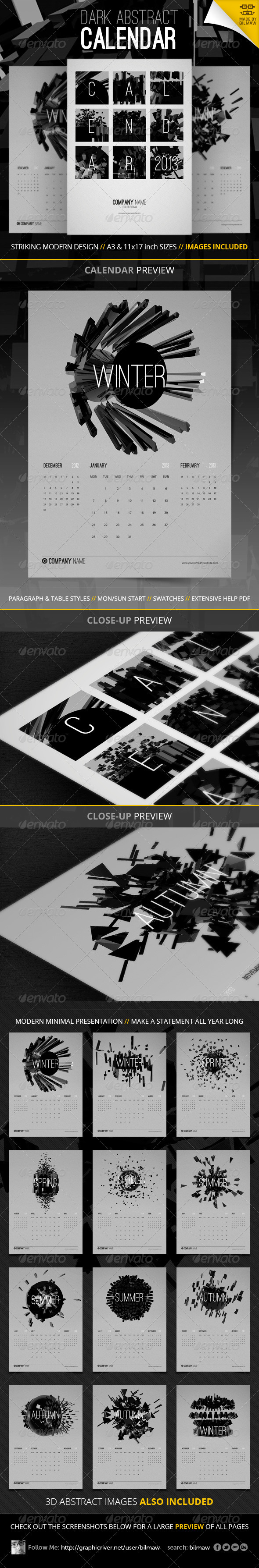 Dark Abstract Calendar