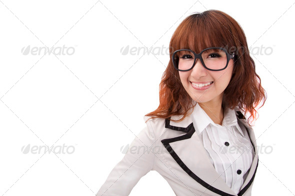 Young lovely Asian Businesswoman isolated on white background - Stock Photo - Images