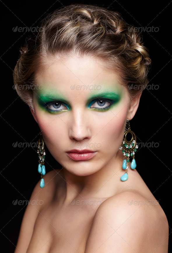 beautiful woman on black - Stock Photo - Images