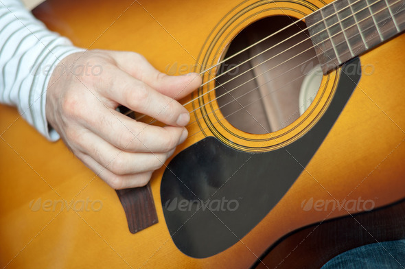 Playing the guitar