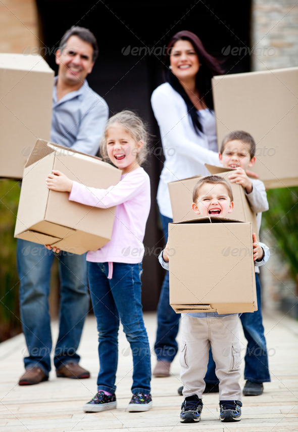 Family moving home - Stock Photo - Images