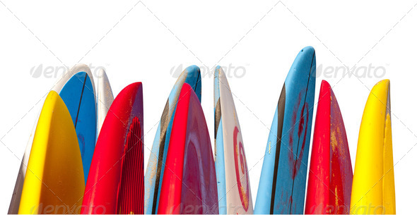 Stack of surfboards isolated - Stock Photo - Images