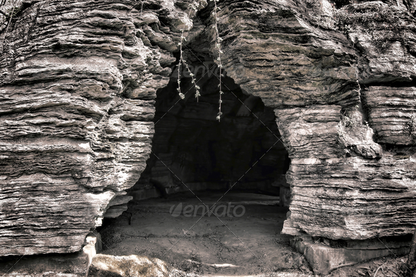 Decorative Garden Grotto Cave Entrance and Tunnel - Stock Photo - Images