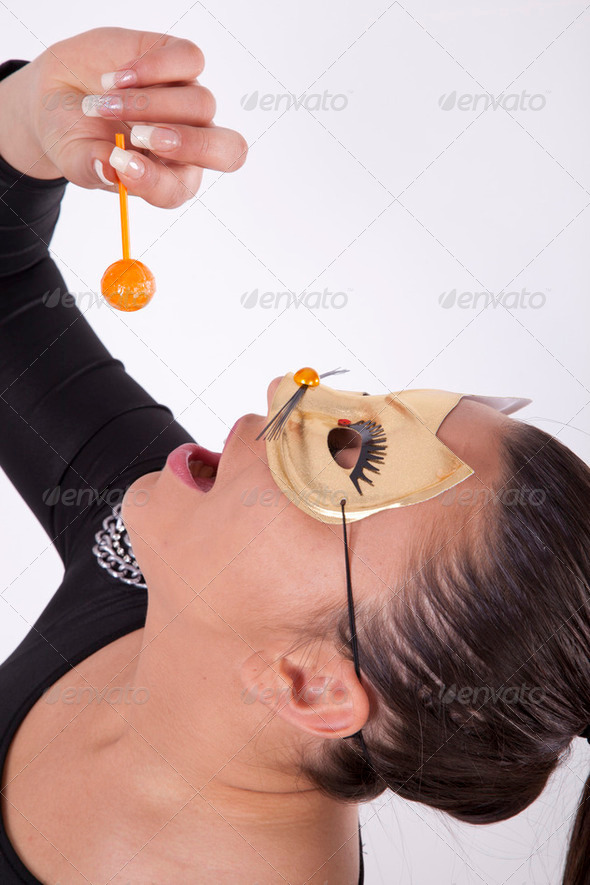 Young attractive masked woman - Stock Photo - Images