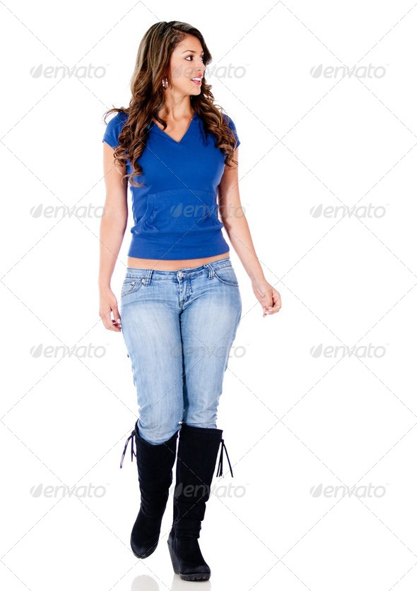 Casual woman walking - Stock Photo - Images