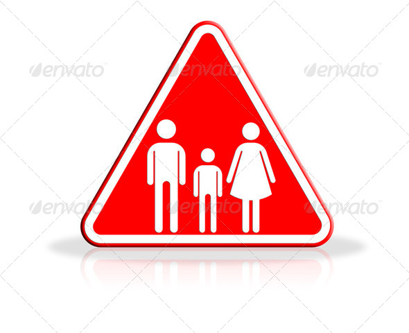 Family icon in traffic plate - Stock Photo - Images
