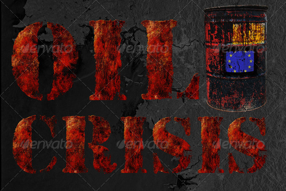 Global economic oil crisis with vintage rusty oil drum and grudg - Stock Photo - Images