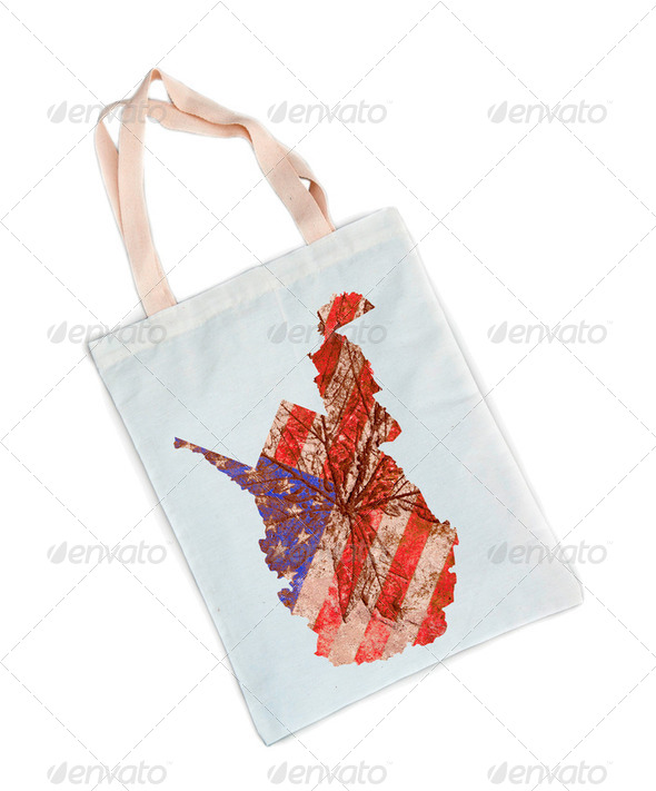 West Virginia State Map Flag Pattern on White Cotton Fabric Shop - Stock Photo - Images