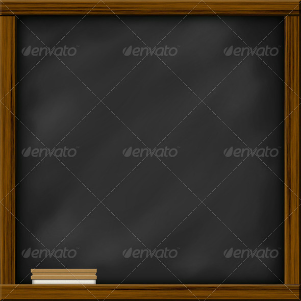 Chalkboard blackboard with square frame and brush - Stock Photo - Images