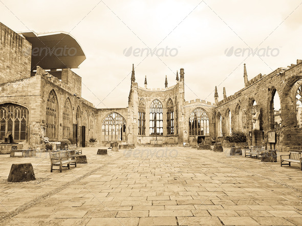Coventry Cathedral ruins - Stock Photo - Images