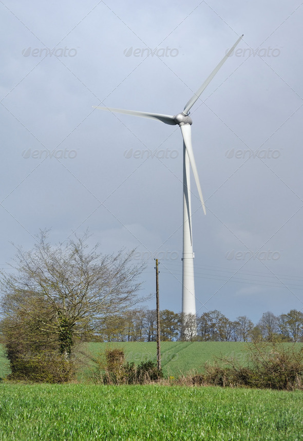 wind turbine in rural landscape - Stock Photo - Images