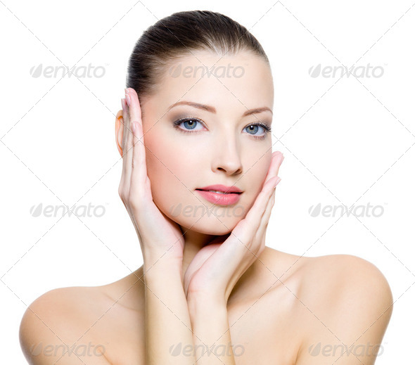 Beautiful woman with clean skin of the face - Stock Photo - Images